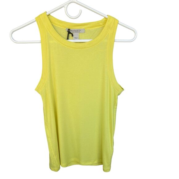 All Saints Rina Crewneck Tank Top Womens Size 8 Crewneck Sleeveless Yellow - Picture 1 of 13